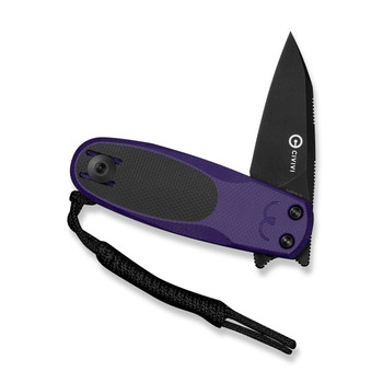 Civivi Purr Folding Knife Purple/Black G10 Handle Nitro-V Plain Edge Black Stonewash Finish C25054-3