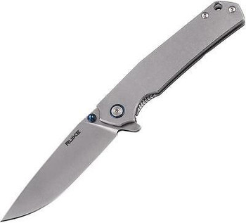 Ruike Flipper Pocket Knife P801SF Linerlock Satin Stainless Handle Plain Blade
