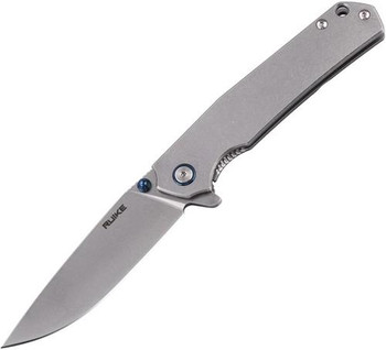 Ruike Flipper Pocket Knife P801SF Linerlock Satin Stainless Handle Plain Blade