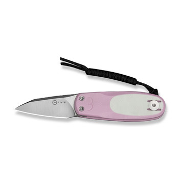 Civivi Purr Folding Knife Powder Pink/White G10 Handle Nitro-V Plain Edge Satin Finish C25054-4