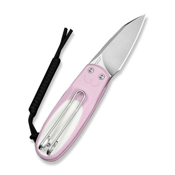 Civivi Purr Folding Knife Powder Pink/White G10 Handle Nitro-V Plain Edge Satin Finish C25054-4