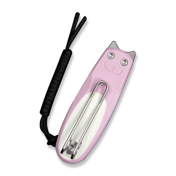Civivi Purr Folding Knife Powder Pink/White G10 Handle Nitro-V Plain Edge Satin Finish C25054-4