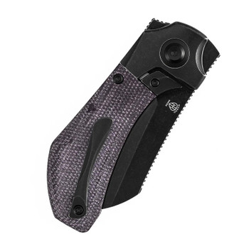 Kansept Pluto Folding Knife Blackwash Titanium/Purple Micarta Handle S90V Drop Point Plain Edge Blackwash Finish K3129A2