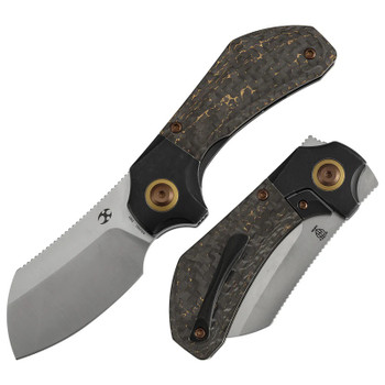 momo様 Kansept Pluto Folding Knife Black Titanium/Gold Flake Carbon Fiber