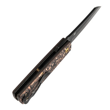 Kansept Higonokami Folding Knife Copper Carbon Fiber Handle 154CM Cleaver Plain Edge Blackwash Finish T2135A2