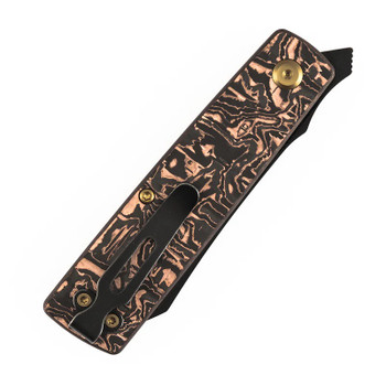 Kansept Higonokami Folding Knife Copper Carbon Fiber Handle 154CM Cleaver Plain Edge Blackwash Finish T2135A2