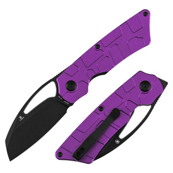 Tenable Goblin L Folding Knife Purple Aluminum Handle 14C28N Sheepsfoot Plain Edge Blackwash Finish B3016A3