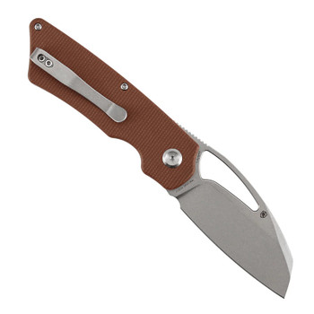 Tenable Goblin L Folding Knife Brown Micarta Handle 14C28N Sheepsfoot Plain Edge Stonewash Finish B3016A4
