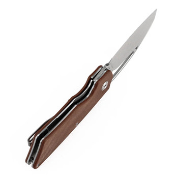 Tenable Goblin L Folding Knife Brown Micarta Handle 14C28N Sheepsfoot Plain Edge Stonewash Finish B3016A4