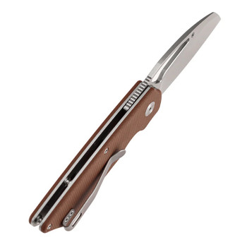 Tenable Goblin L Folding Knife Brown Micarta Handle 14C28N Sheepsfoot Plain Edge Stonewash Finish B3016A4