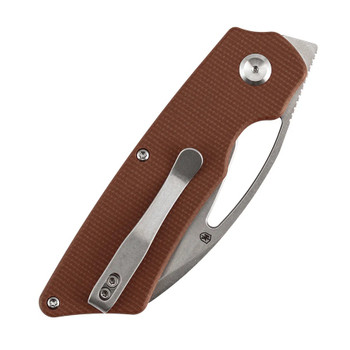 Tenable Goblin L Folding Knife Brown Micarta Handle 14C28N Sheepsfoot Plain Edge Stonewash Finish B3016A4