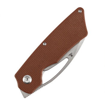Tenable Goblin L Folding Knife Brown Micarta Handle 14C28N Sheepsfoot Plain Edge Stonewash Finish B3016A4