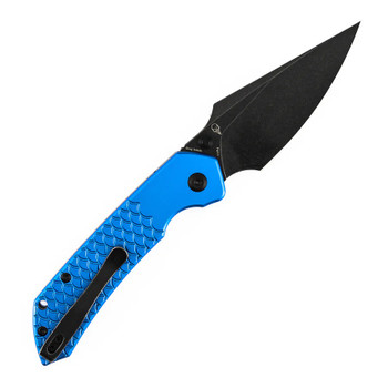 Tenable Fenrir Folding Knife Dark Blue Aluminum Handle Nitro-V Harpoon Plain Edge Blackwash Finish B1034H92