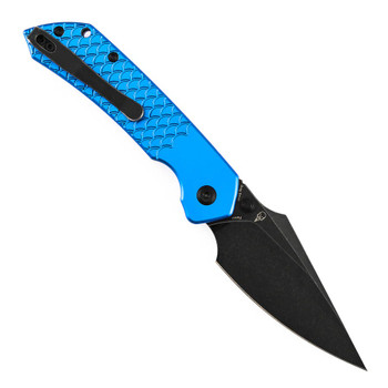 Tenable Fenrir Folding Knife Dark Blue Aluminum Handle Nitro-V Harpoon Plain Edge Blackwash Finish B1034H92