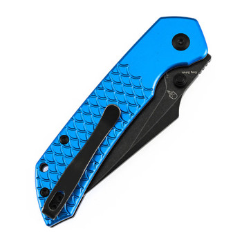 Tenable Fenrir Folding Knife Dark Blue Aluminum Handle Nitro-V Harpoon Plain Edge Blackwash Finish B1034H92