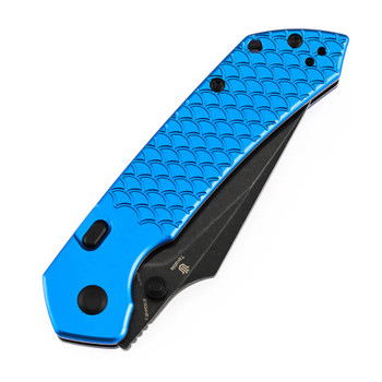 Tenable Fenrir Folding Knife Dark Blue Aluminum Handle Nitro-V Harpoon Plain Edge Blackwash Finish B1034H92