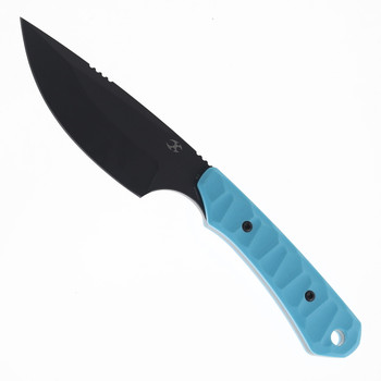 Kansept Flank Fixed Blade Knife Sky Blue G10 Handle D2 Drop Point Plain Grey Blade G006A6
