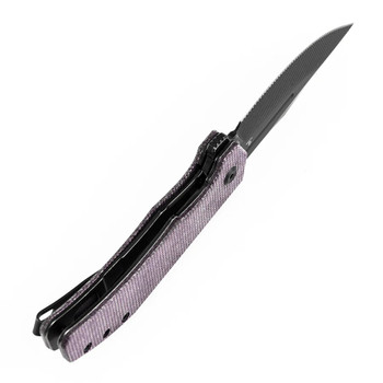 Tenable Orion Folding Knife Purple Micarta Handle Nitro-V Clip Point Plain Edge Blackwash Finish B1089C1