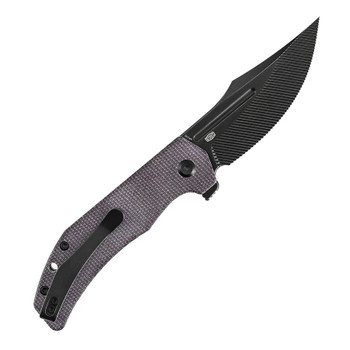 Tenable Orion Folding Knife Purple Micarta Handle Nitro-V Clip Point Plain Edge Blackwash Finish B1089C1