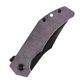Tenable Orion Folding Knife Purple Micarta Handle Nitro-V Clip Point Plain Edge Blackwash Finish B1089C1