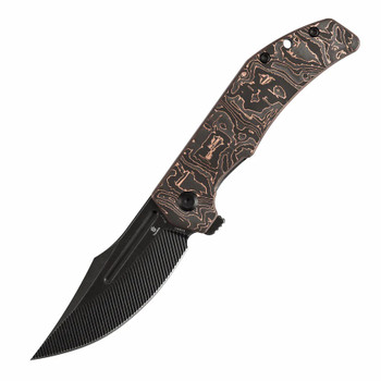 Tenable Orion Folding Knife Copper Carbon Fiber Handle Nitro-V Clip Point Plain Edge Blackwash Finish B1089C3