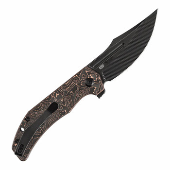 Tenable Orion Folding Knife Copper Carbon Fiber Handle Nitro-V Clip Point Plain Edge Blackwash Finish B1089C3