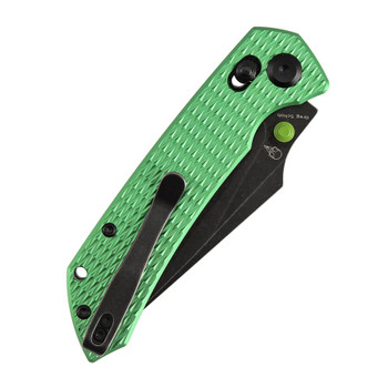 Tenable Fenrir Folding Knife Green Aluminum Handle Nitro-V Harpoon Plain Edge Blackwash Finish T1034V16