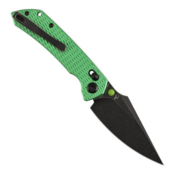 Tenable Fenrir Folding Knife Green Aluminum Handle Nitro-V Harpoon Plain Edge Blackwash Finish T1034V16