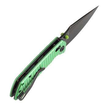 Tenable Fenrir Folding Knife Green Aluminum Handle Nitro-V Harpoon Plain Edge Blackwash Finish T1034V16