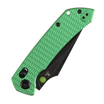 Tenable Fenrir Folding Knife Green Aluminum Handle Nitro-V Harpoon Plain Edge Blackwash Finish T1034V16