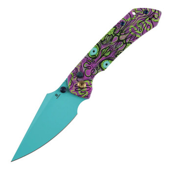 Tenable Fenrir Folding Knife Jade G10/Purple Undead Handle 14C28N Harpoon Plain Edge Blue Finish T1034F7