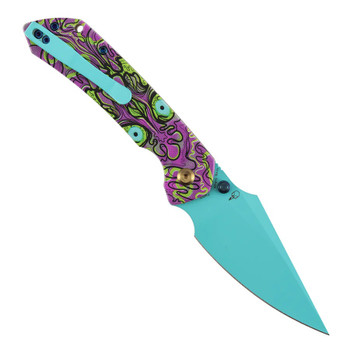 Tenable Fenrir Folding Knife Jade G10/Purple Undead Handle 14C28N Harpoon Plain Edge Blue Finish T1034F7