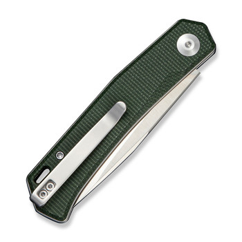Sencut Braxx Folding Knife Green Canvas Micarta Handle D2 Plain Edge Satin Finish S25089-2