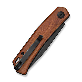 Sencut Braxx Folding Knife Guibourtia Wood Handle D2 Plain Black Blade S25089-3