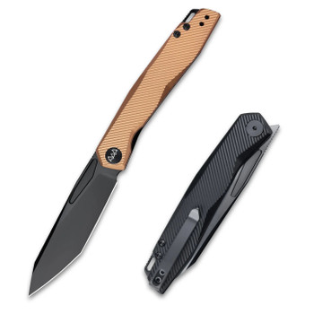 Wixco Fenix Folding Knife Orange Aluminum Handle N690 Plain Black Blade lWX21-B