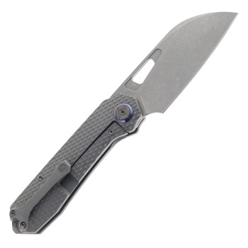 Kunwu Knives Diablo Folding Knife Stonewashed Textured TItanium handle Stonewashed Vanax Blade K717T-1S
