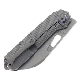 Kunwu Knives Diablo Folding Knife Stonewashed Textured TItanium handle Stonewashed Vanax Blade K717T-1S