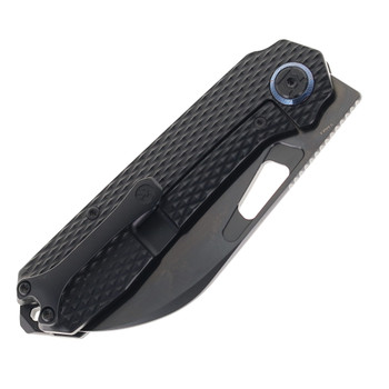 Kunwu Knives Diablo Folding Knife Black PVD Textured Titanium handle DLC Vanax Blade K717T-4
