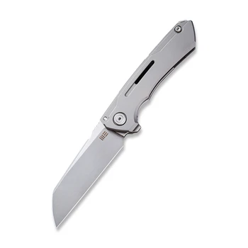 (Mark on Blade) Open Box/Returned WE Knife Mini Buster Frame Lock Knife Gray Ti Handle Plain 20CV Bead Blast Blade 2003A