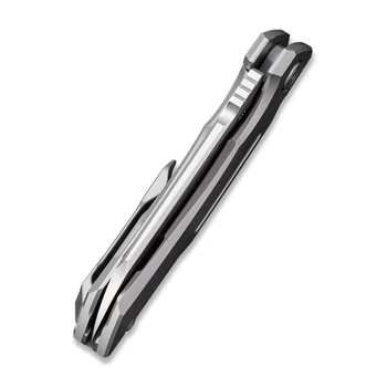 (Mark on Blade) Open Box/Returned WE Knife Mini Buster Frame Lock Knife Gray Ti Handle Plain 20CV Bead Blast Blade 2003A