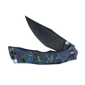 Wixco Jugger Folding Knife Black/Blue/Green Carbon Fiber Handle N690 Plain Edge Black Stonewash Finish WX22-C