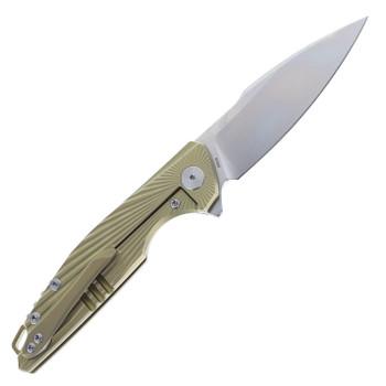 FerraMonster Aurora Rays Folding Knife Golden Titanium Handle M390 Plain Edge Stonewash Finish FM23002-B
