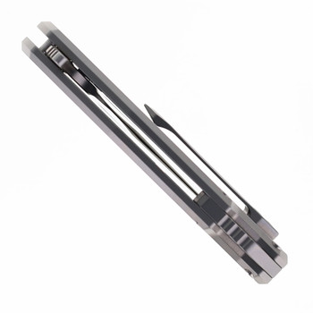 FerraMonster Glideman Folding Knife Grey Titanium Handle M390 Plain Edge Satin Finish FM23003-B