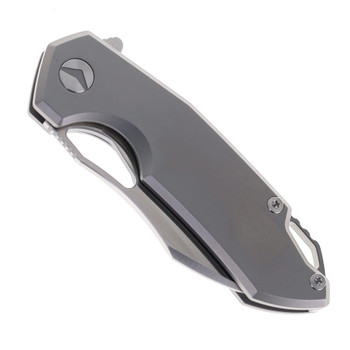 FerraMonster Glideman Folding Knife Grey Titanium Handle M390 Plain Edge Satin Finish FM23003-B