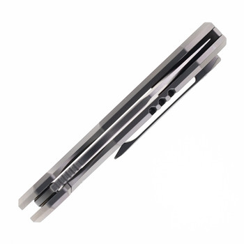 FerraMonster Glideman Folding Knife Grey Titanium Handle M390 Plain Edge Satin Finish FM23003-B