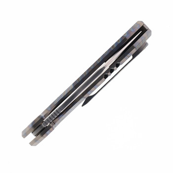 FerraMonster Glideman Folding Knife Tiger Flame Titanium Handle M390 Plain Edge Satin Finish FM23003-D