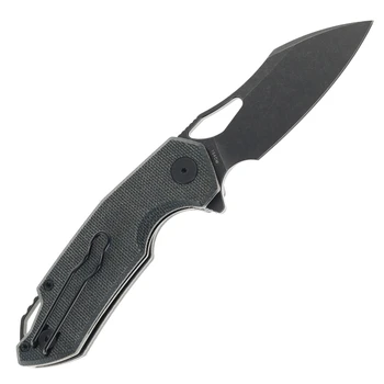 FerraMonster Glideman Folding Knife Blue Canvas Micarta Handle 154CM Plain Edge Black Stonewash Finish FM23003CP-C