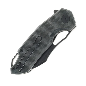 FerraMonster Glideman Folding Knife Blue Canvas Micarta Handle 154CM Plain Edge Black Stonewash Finish FM23003CP-C