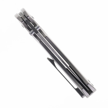 FerraMonster Spectrum Folding Knife Grey Titanium Handle M390 Plain Edge Hand Rubbed Satin Finish FM23004-A