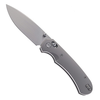 FerraMonster Spectrum Folding Knife Grey Titanium Handle M390 Plain Edge Hand Rubbed Satin Finish FM23004-A